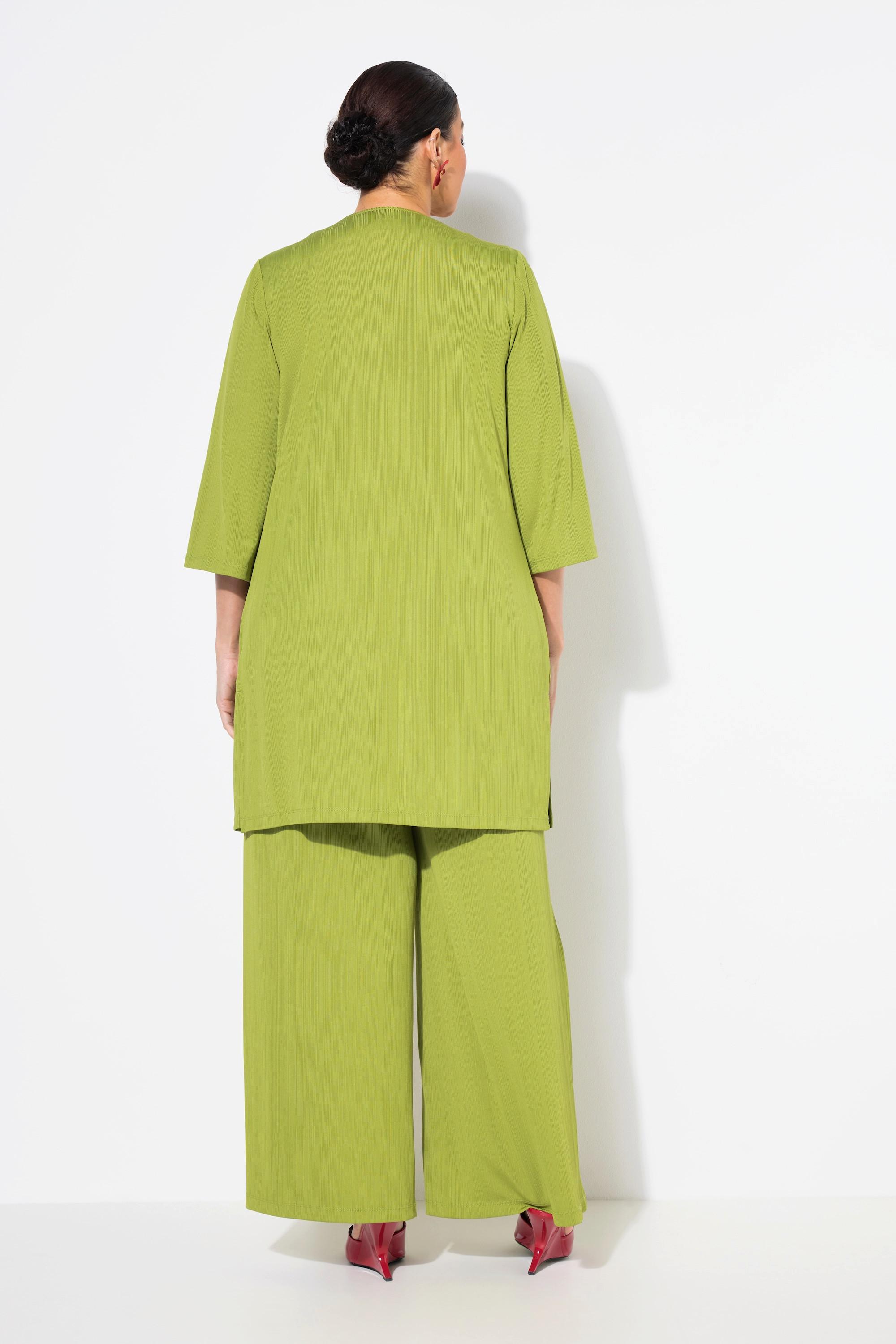 Ulla Popken Giacca lunga aperta in jersey a costine scollo a V  