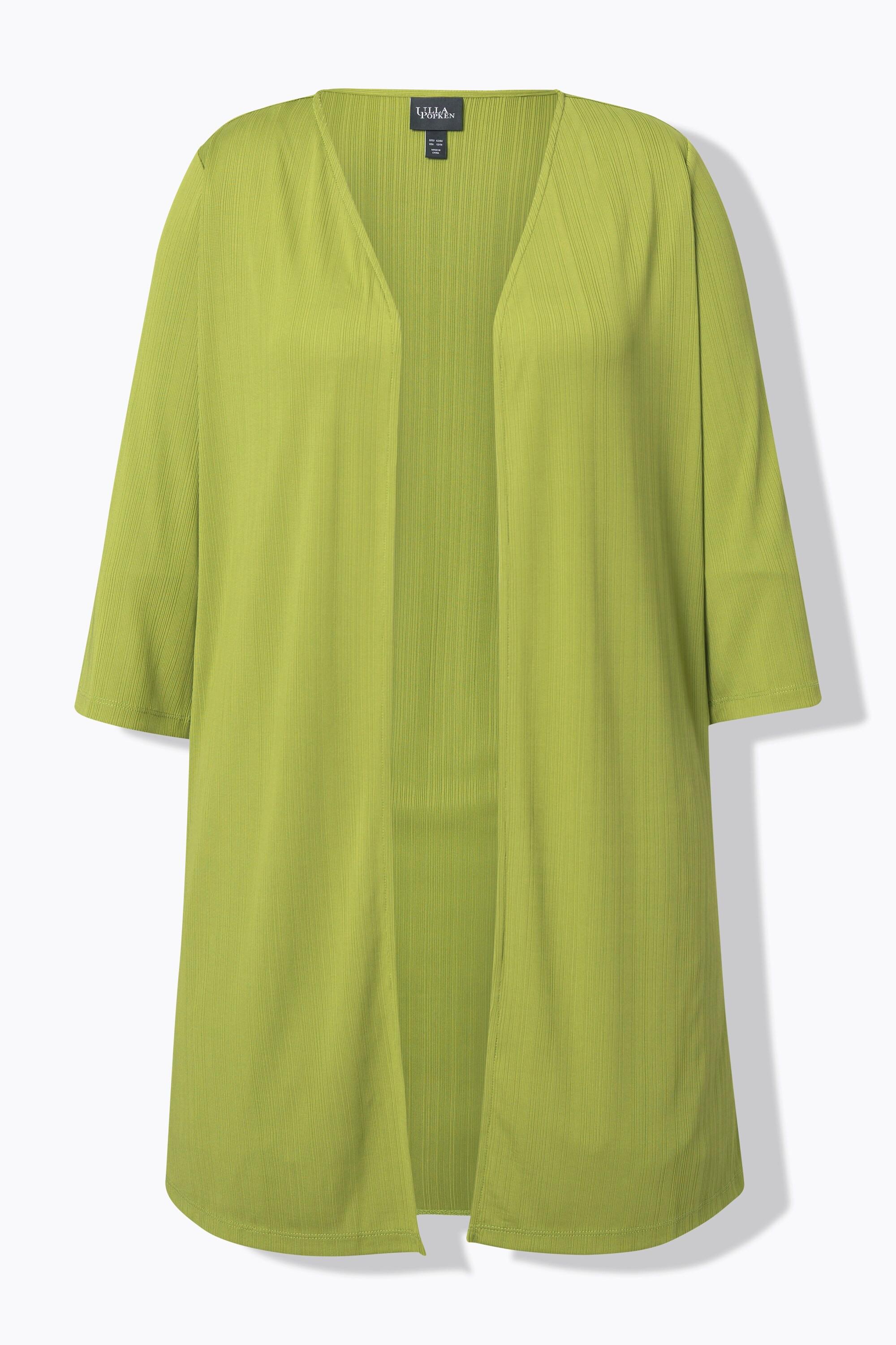 Ulla Popken Giacca lunga aperta in jersey a costine scollo a V  