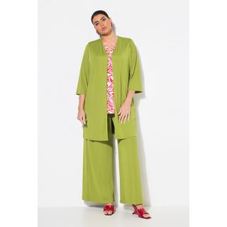 Ulla Popken Giacca lunga aperta in jersey a costine scollo a V  