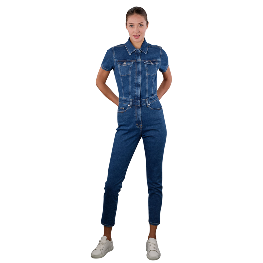 TOMMY JEANS Seam Short Sleeve Denim Overall  