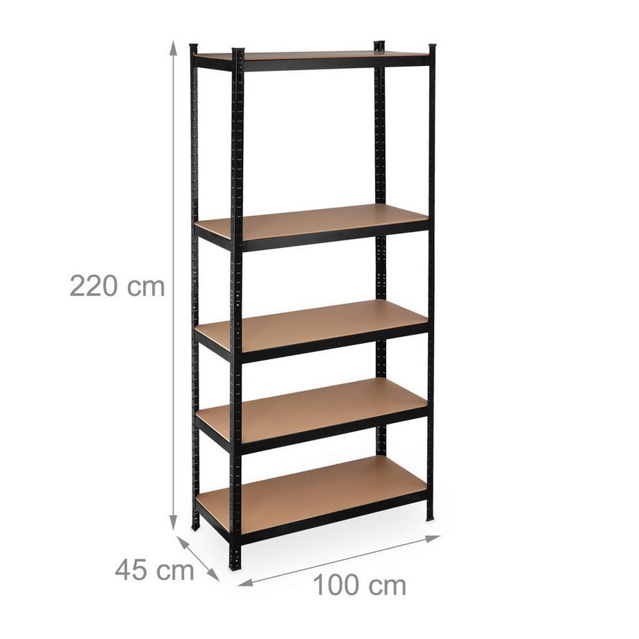 Northio  Étagère de rangement 220 cm de hauteur, noire 