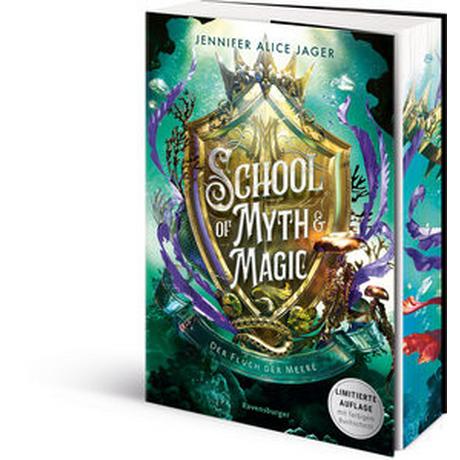 School of Myth & Magic, Band 2: Der Fluch der Meere (Limitierte Auflage mit Farbschnitt) Jager, Jennifer Alice; Hirtz, Isabelle (Umschlaggestaltung) Gebundene Ausgabe 