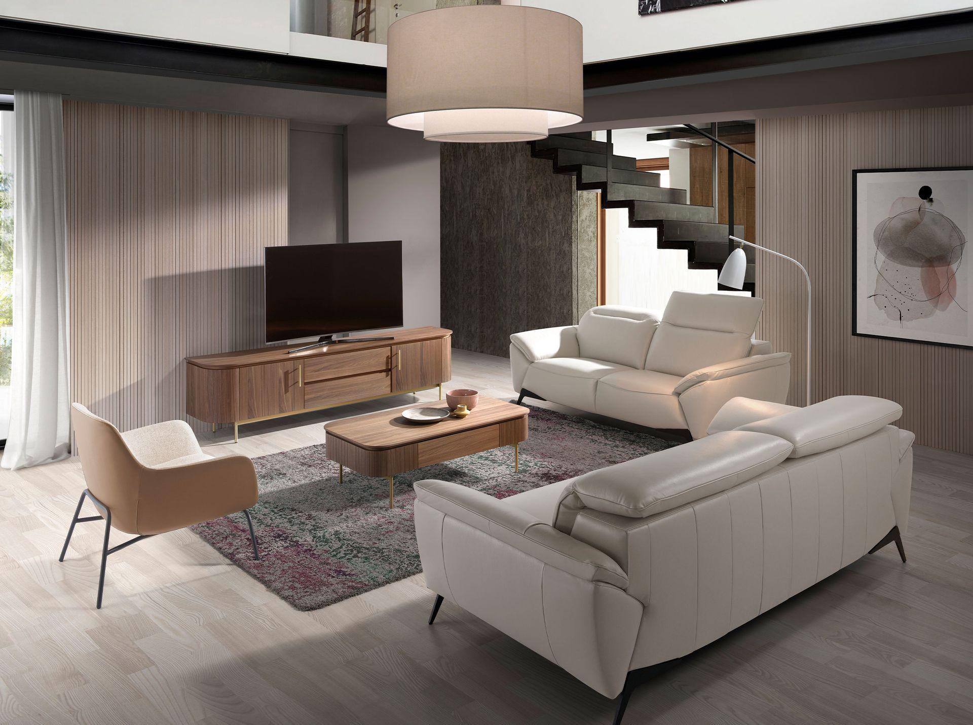 ANGEL CERDA Porta TV noce e acciaio dorato lucido  