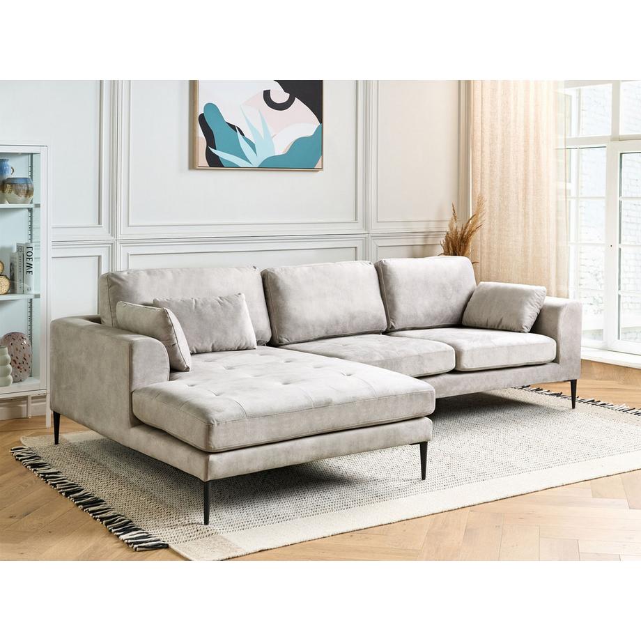 Beliani Canapé d'angle en Velours Scandinave FLAM  