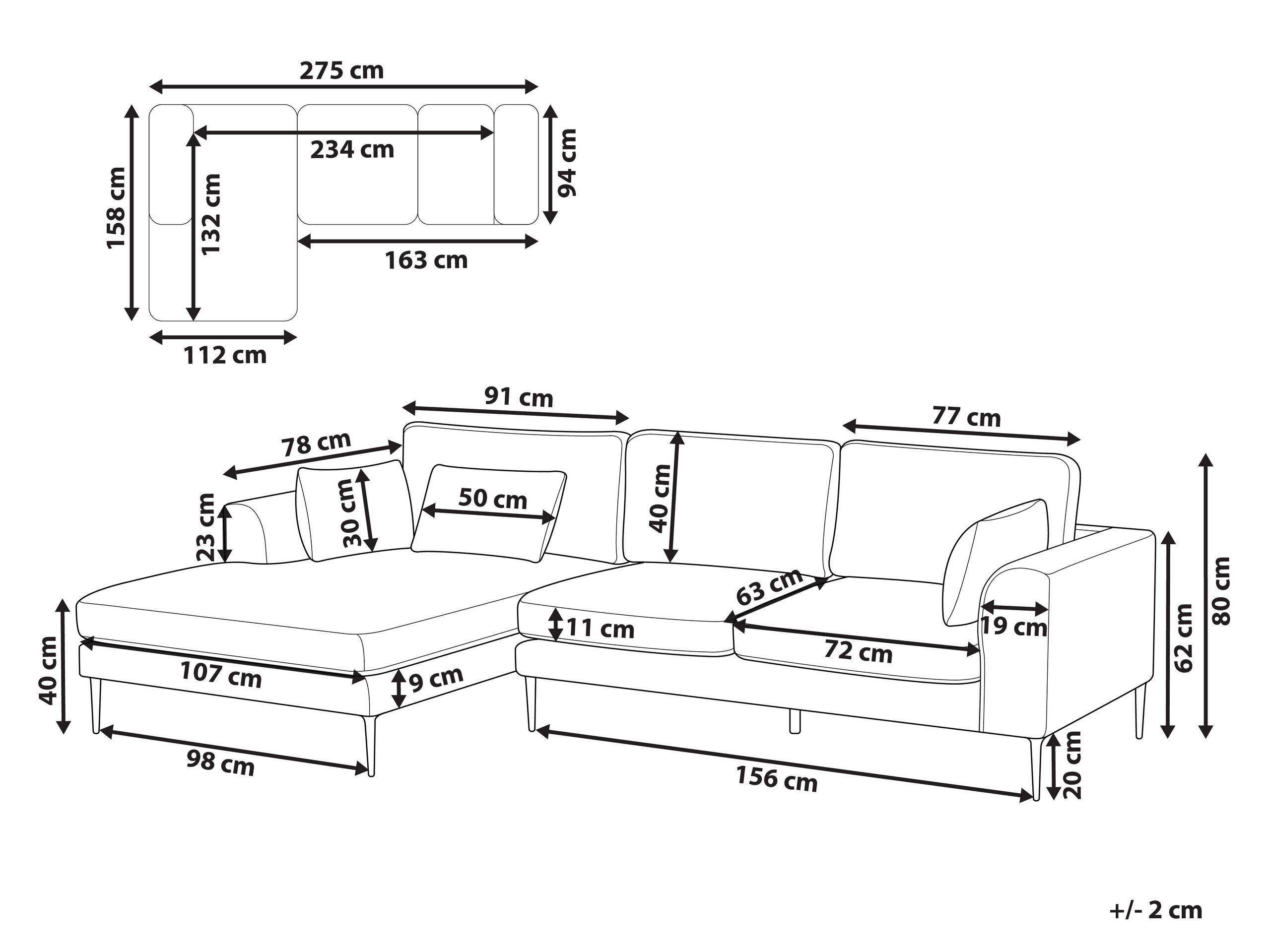 Beliani Ecksofa aus Samtstoff Skandinavisch FLAM  