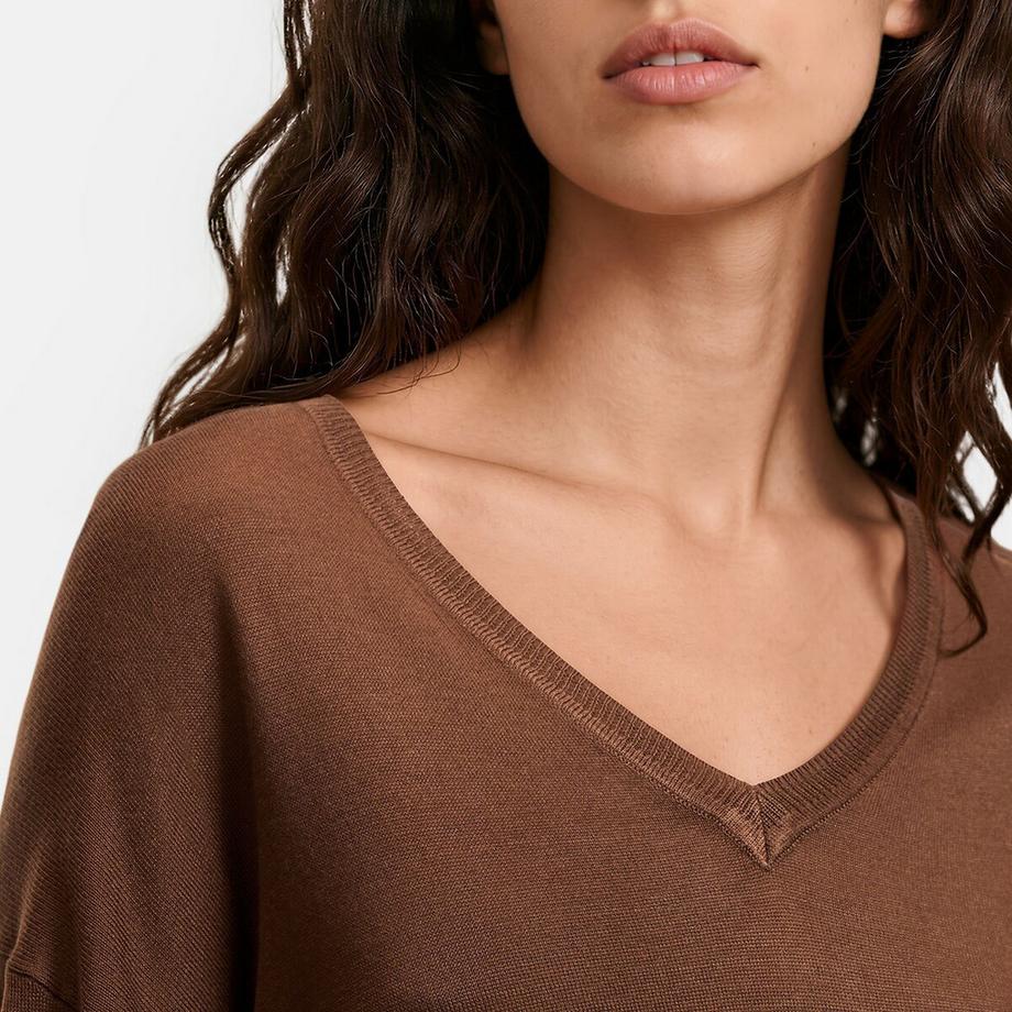 La Redoute Collections Pull col V en tricot fin  