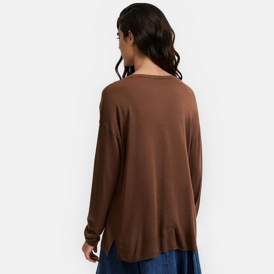 La Redoute Collections Pull col V en tricot fin  