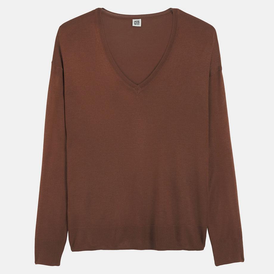 La Redoute Collections Pull col V en tricot fin  