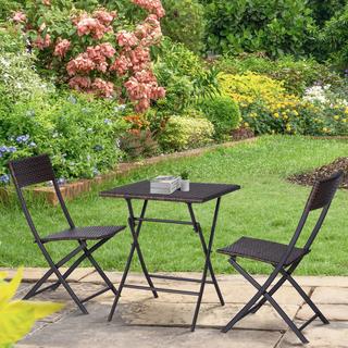 Outsunny Set Da Bistrot In Polyrattan Per 2 Persone, Set Di Mobili Da Giardino In Rattan, Marrone  