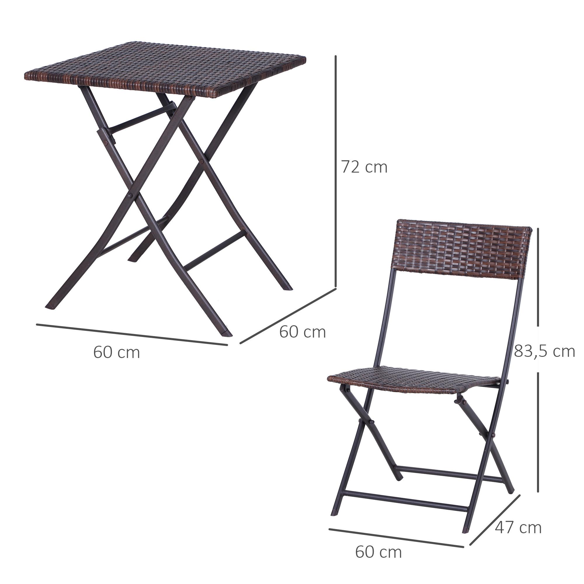 Outsunny Polyrattan Bistroset Für 2 Personen Sitzgruppe Rattan Gartenmöbel Set Garnitur Braun  