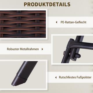 Outsunny Polyrattan Bistroset Für 2 Personen Sitzgruppe Rattan Gartenmöbel Set Garnitur Braun  