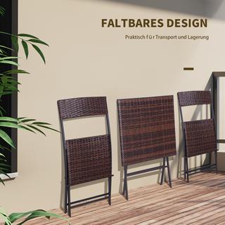 Outsunny Set Da Bistrot In Polyrattan Per 2 Persone, Set Di Mobili Da Giardino In Rattan, Marrone  