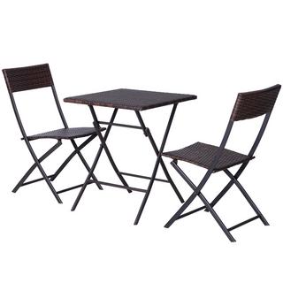 Outsunny Set Da Bistrot In Polyrattan Per 2 Persone, Set Di Mobili Da Giardino In Rattan, Marrone  