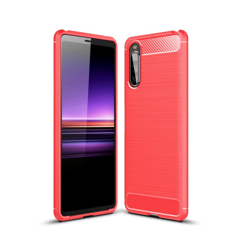 Cover-Discount  custodia Xperia 10 II - Metallo Carbon Look Gomma rosso 