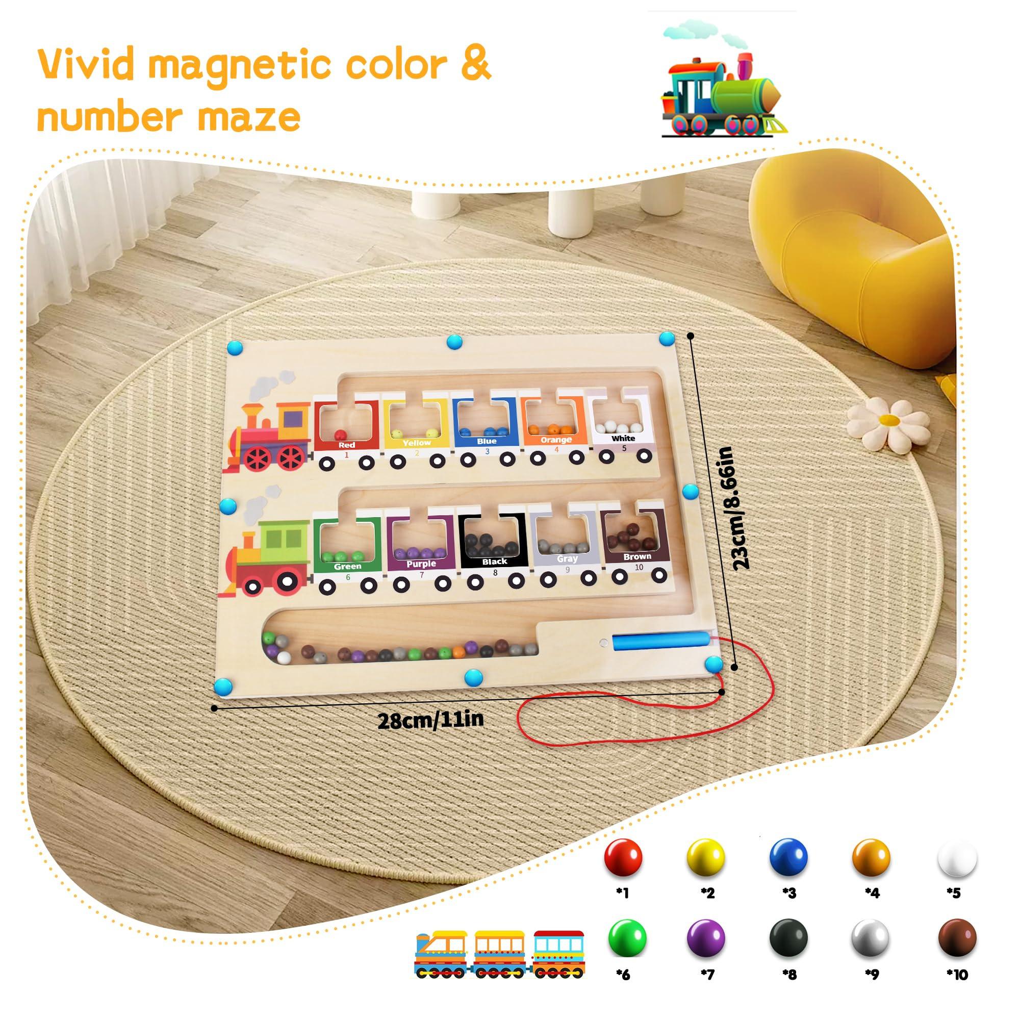 Activity-board  Magnetische Farbe und Zahl Labyrinth, hölzerne Puzzle-Aktivität Bord, pädagogische Zählen Spielzeug für Kleinkinder 