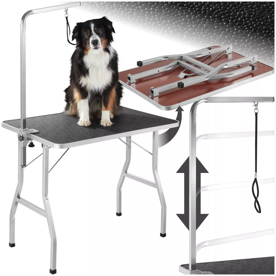 Tectake - Trimmtisch  mit höhenverstellbarem Galgen klappbar, One Size, Platin grau