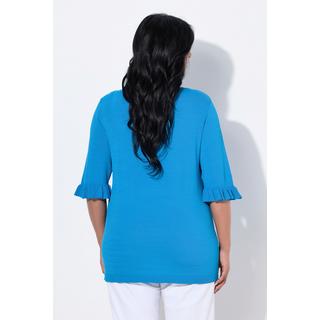 Ulla Popken Pull Encolure V Manches Courtes Ruchées  