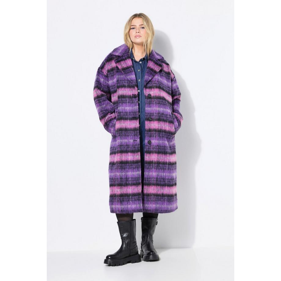 Studio Untold Manteau Oversize à Carreaux Col Revers Manches Longues  