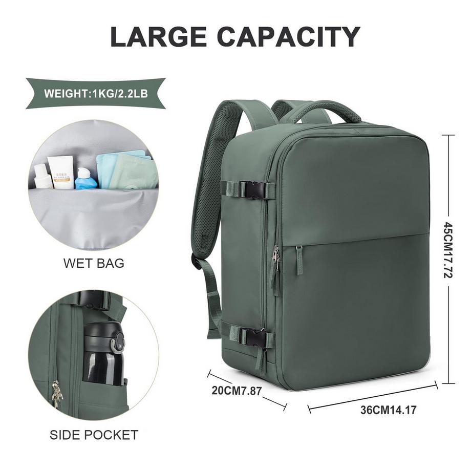 Only-bags.store Sac à dos de voyage étanche pour bagage à main d'avion avec compartiment pour ordinateur portable  