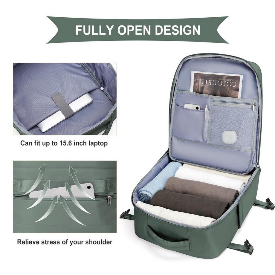 Only-bags.store Sac à dos de voyage étanche pour bagage à main d'avion avec compartiment pour ordinateur portable  