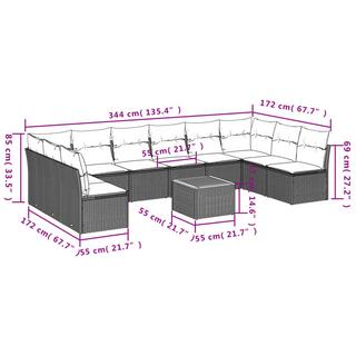 VidaXL Ensemble de canapés de jardin rotin synthétique  