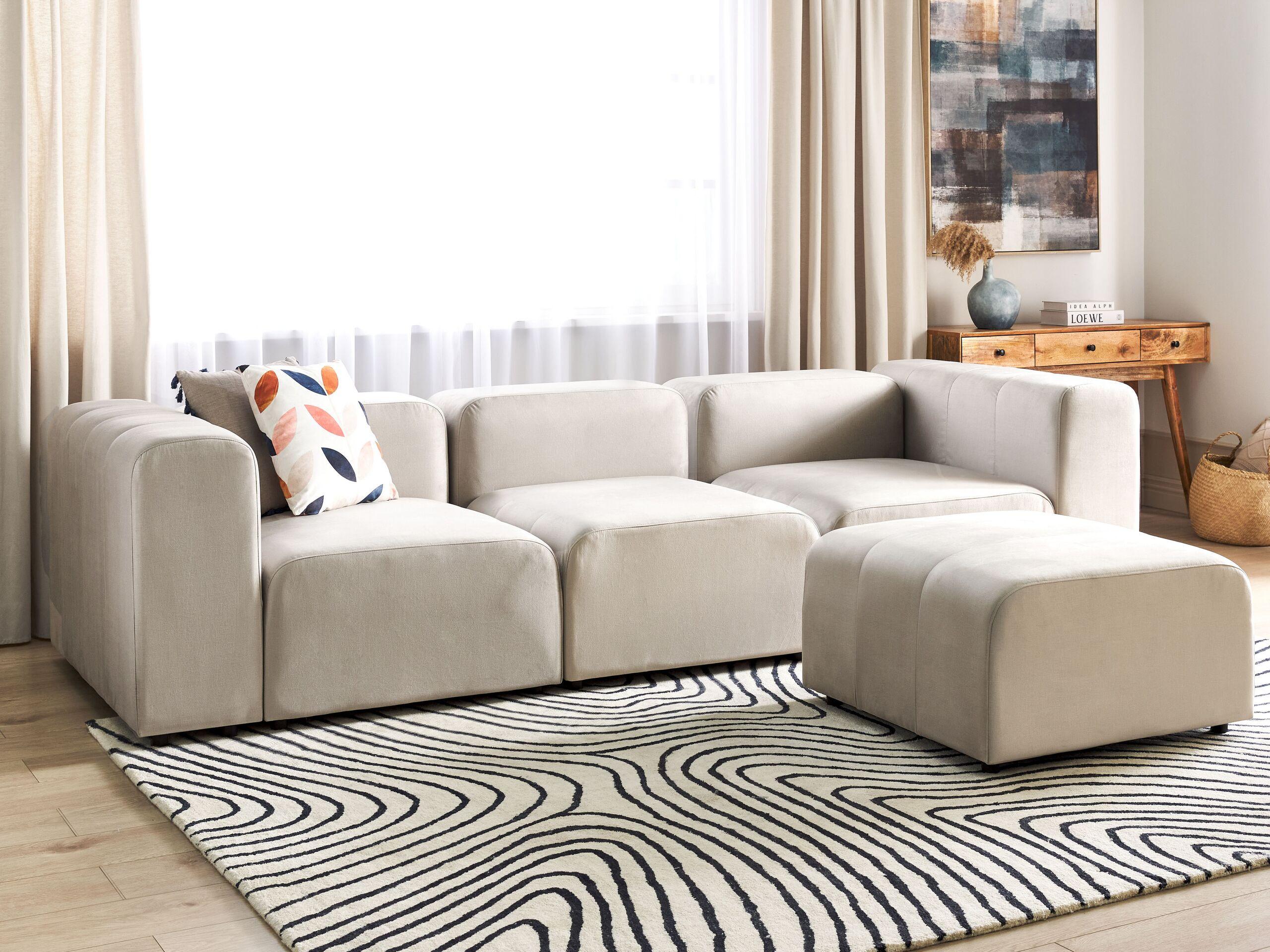 Beliani 3-Sitzer Sofa mit Ottomane aus Samtstoff Modern FALSTERBO  
