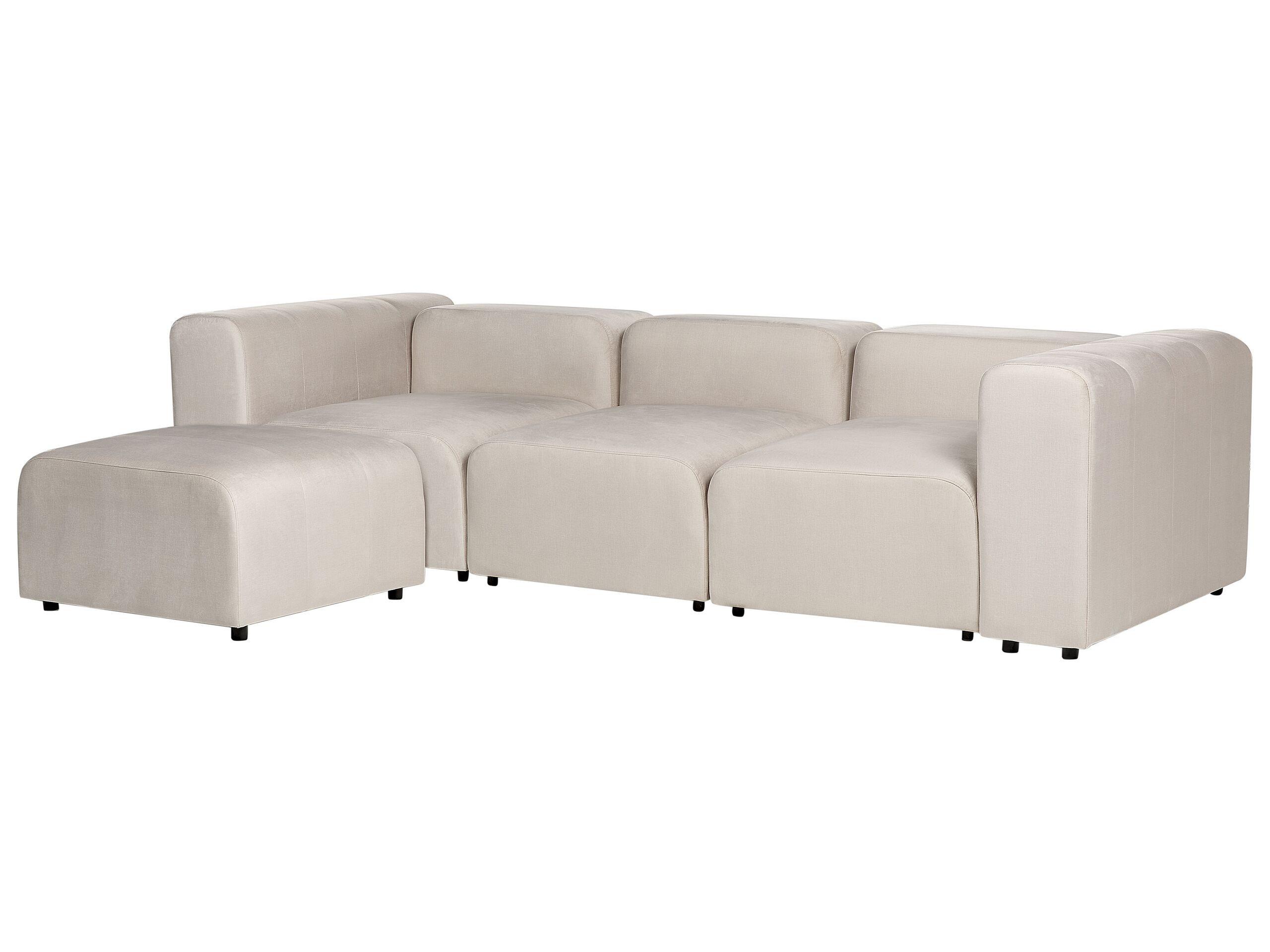 Beliani 3-Sitzer Sofa mit Ottomane aus Samtstoff Modern FALSTERBO  