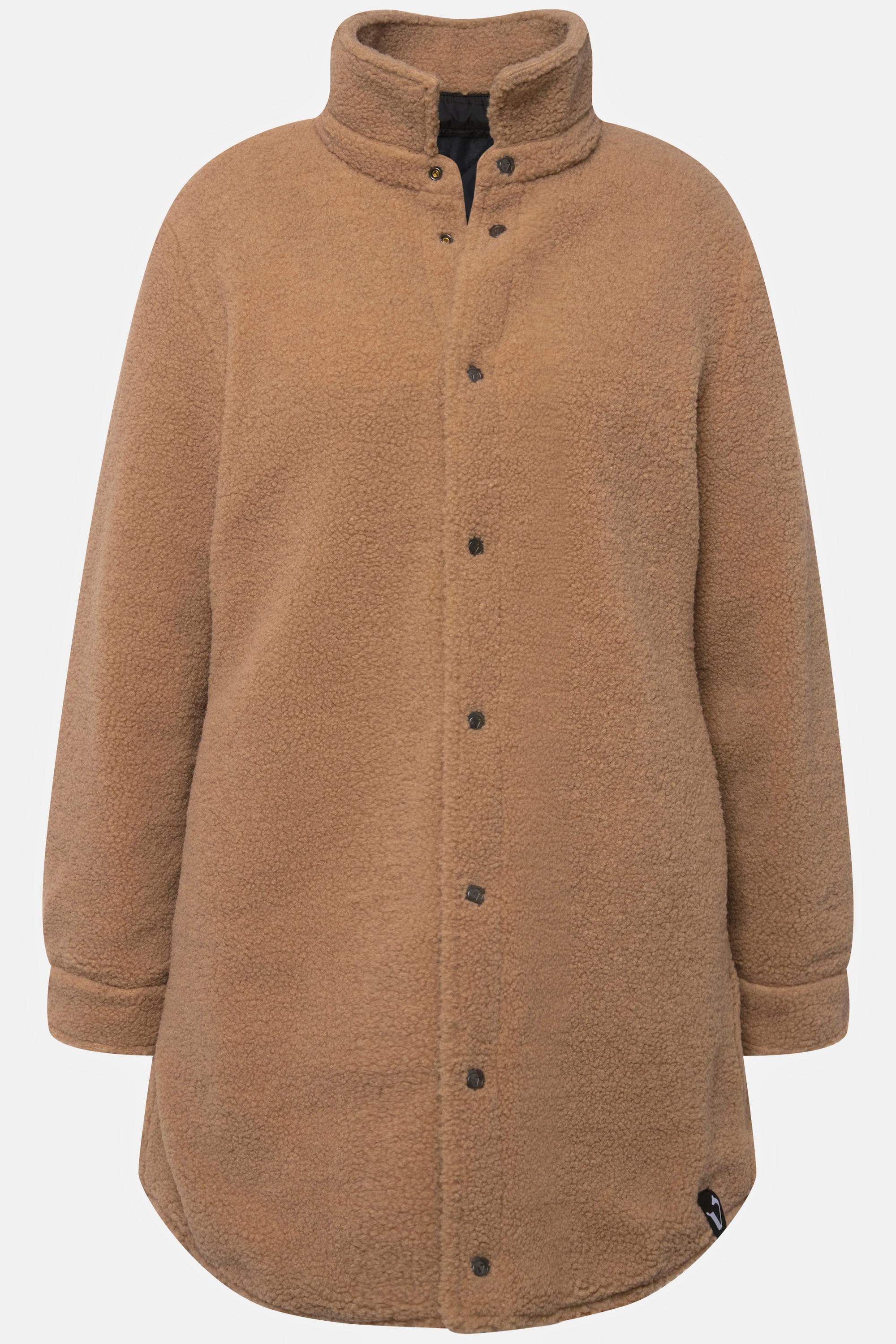 Ulla Popken Giacca Reversibile Trapuntata Teddy Collo Camicia Bottoni Automatici  