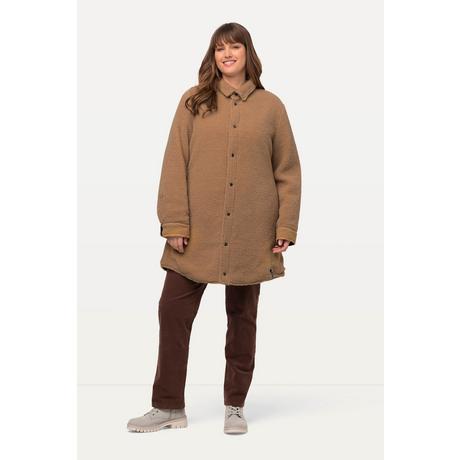 Ulla Popken Giacca Reversibile Trapuntata Teddy Collo Camicia Bottoni Automatici  