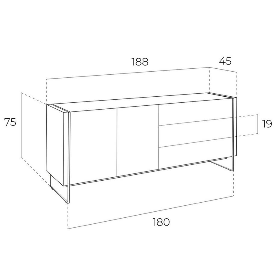 ANGEL CERDA Credenza in noce e vetro temperato  