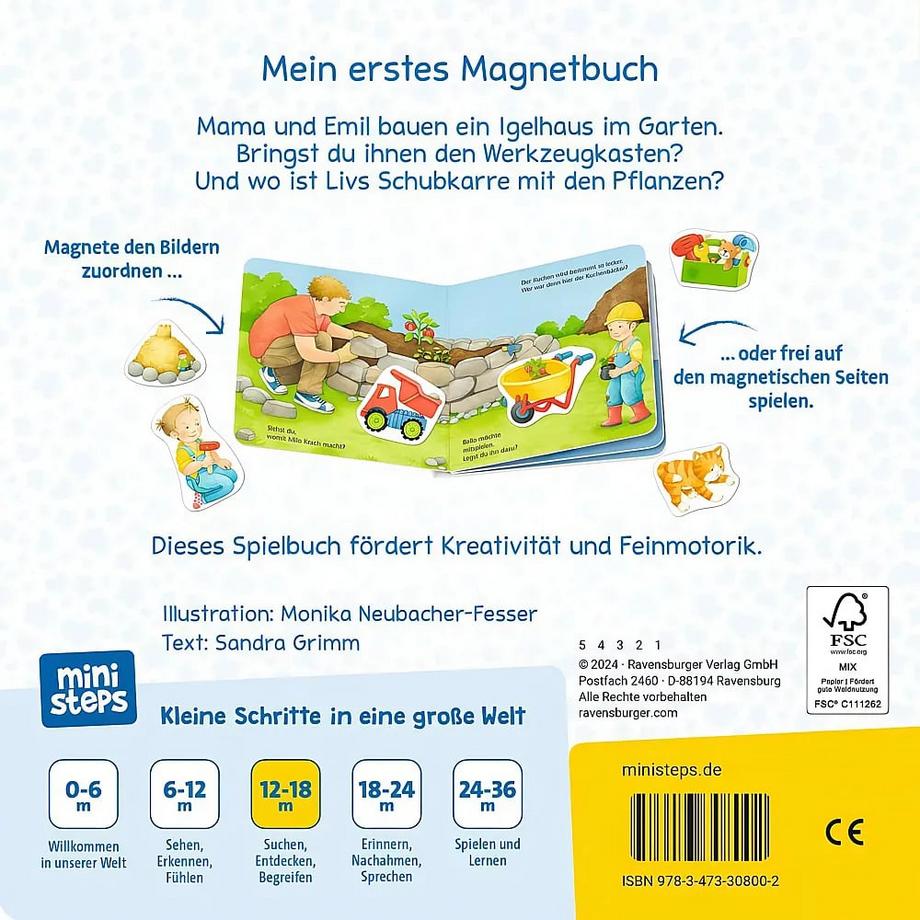 Mein erstes Magnetbuch: Wer baut was? Bei mir zu Hause Grimm, Sandra; Neubacher-Fesser, Monika (Illustrationen) Couverture rigide 