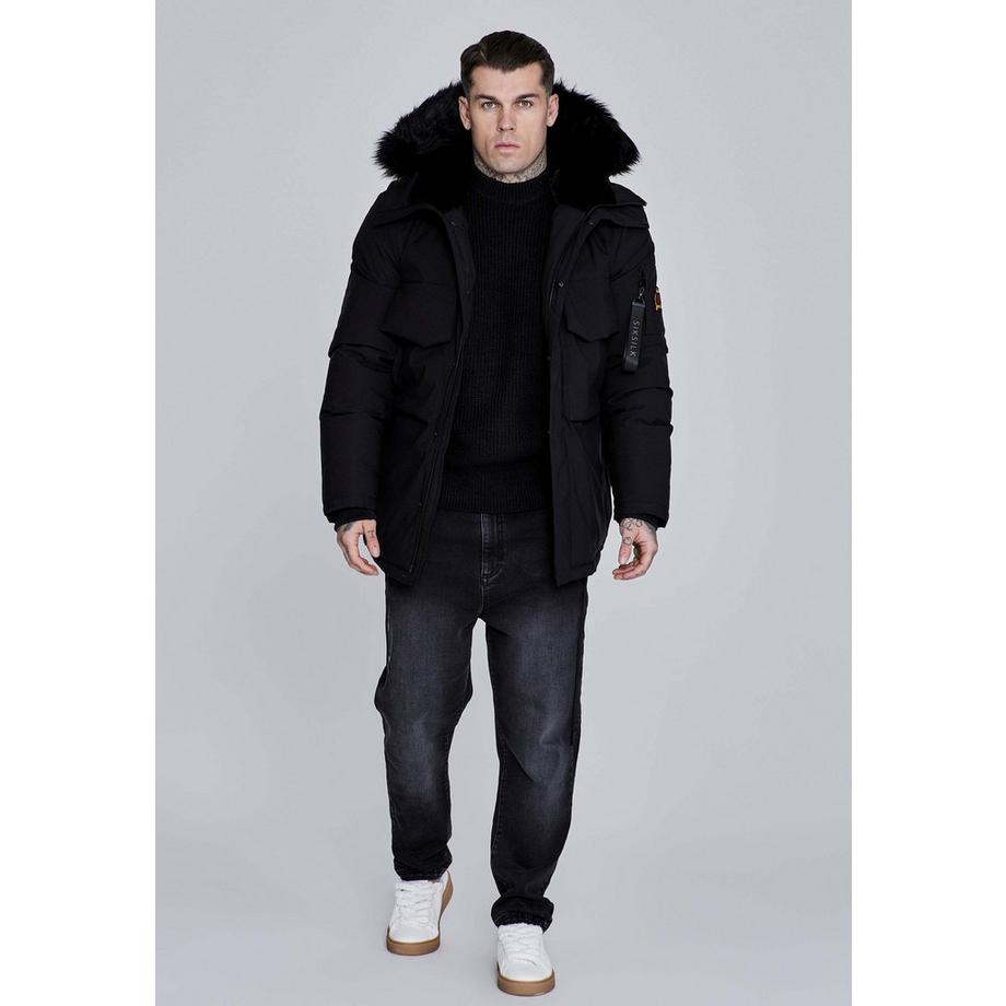 Sik Silk Parka mit Kunstfellkapuze  