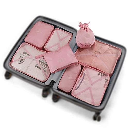 Only-bags.store  Organisateur de valise, sacs à vêtements pour le voyage, 8 pièces, 7 couleurs, organisateur de bagages de voyage incluant un sac de rangement de chaussures imperméable, sacs de compression pratiques pour les voyageurs 