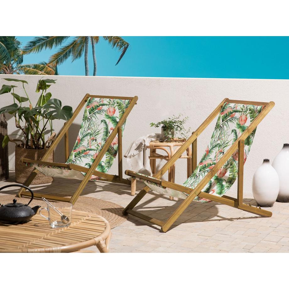 Beliani Lot de 2 chiliennes pliantes en Tissu  ANZIO  