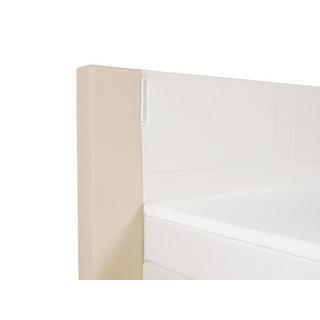 DREAMEA Set boxspring completo testata con LED + reti + materasso + topper ASTI similpelle crema e bianco  