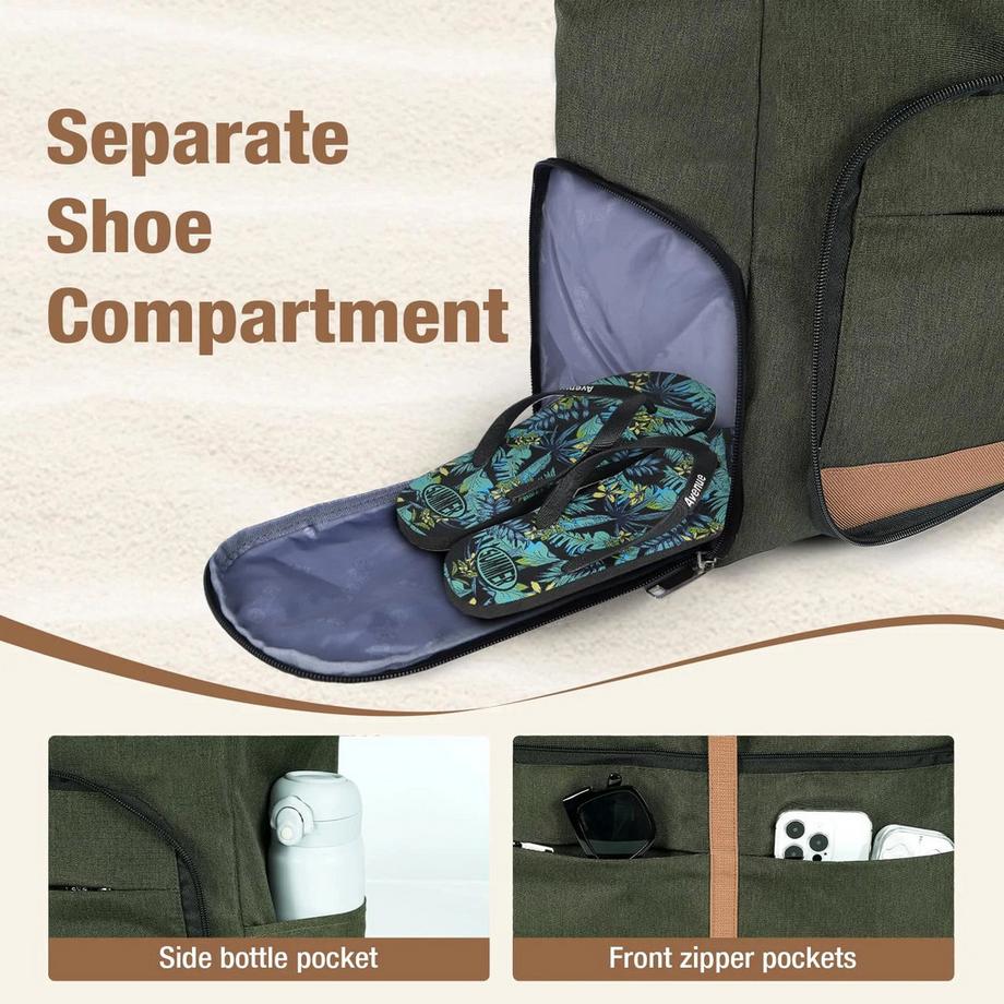 Only-bags.store Grosse Strandtasche mit Reissverschluss und Seilgriffen  