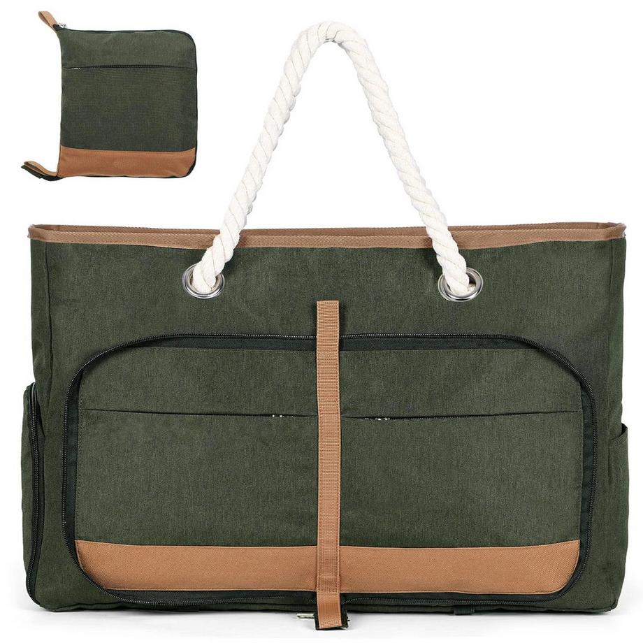 Große Strandtasche mit Reißverschluss, vielseitiger Shopper Badetasche Saunatasche Reisetasche Einkaufstasche