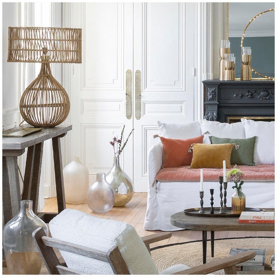 Blanc d'Ivoire Pied de lampe Romane  