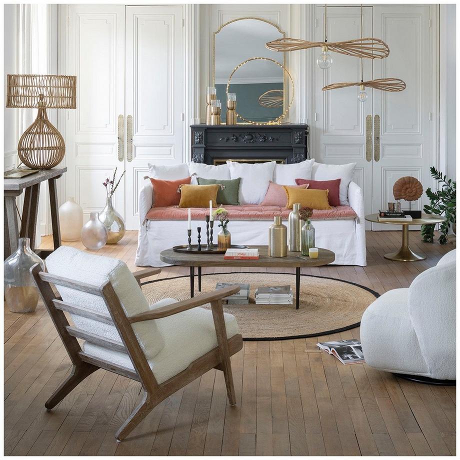 Blanc d'Ivoire Pied de lampe Romane  