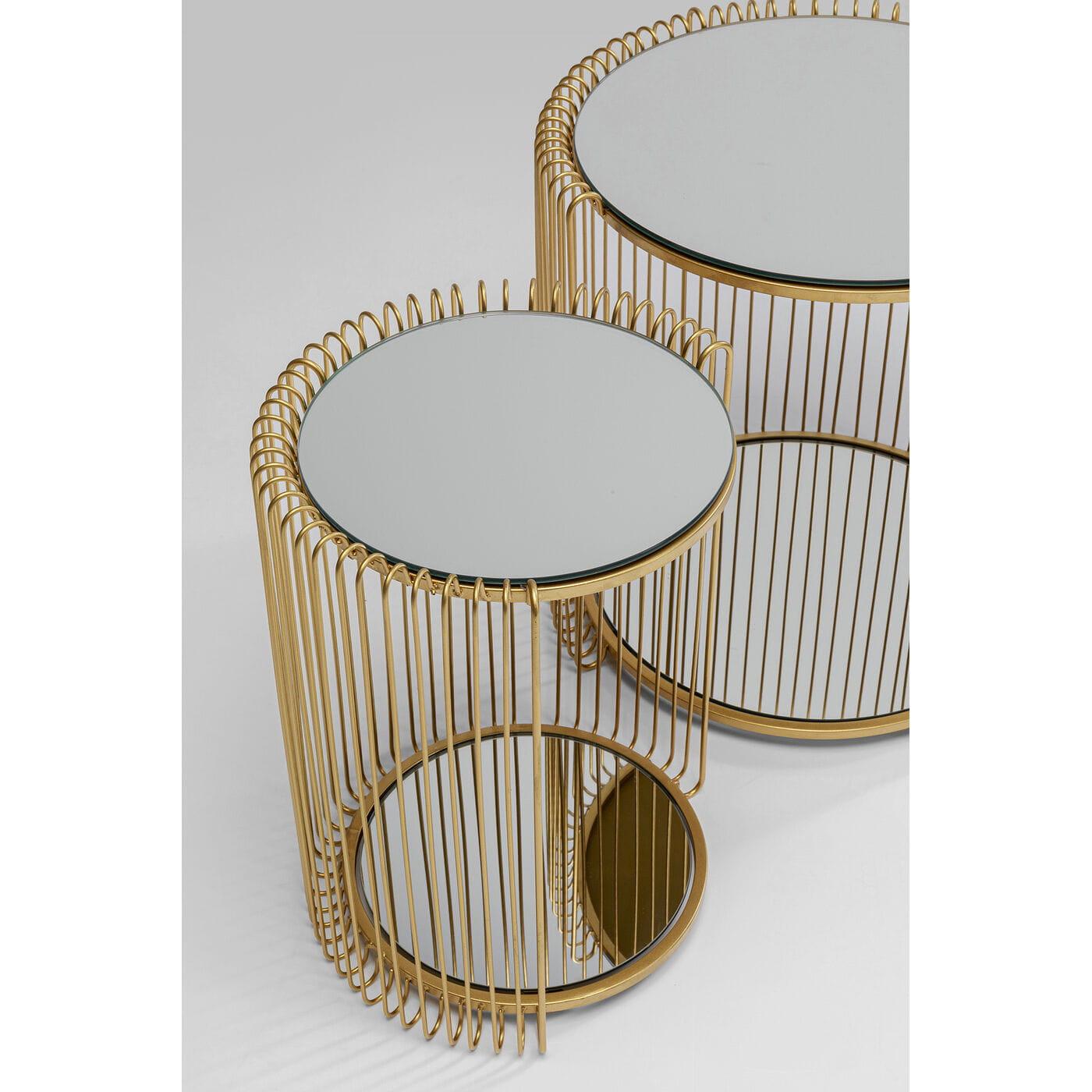 KARE Design Table d&#039;appoint Wire Double Brass (lot de 2)  