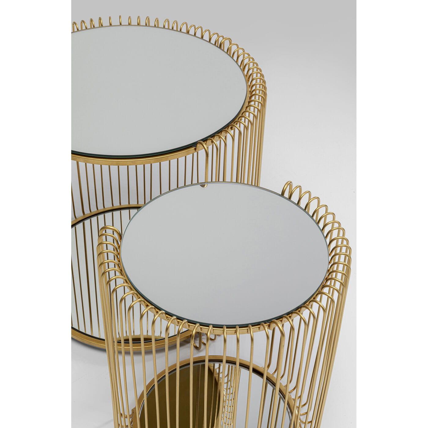 KARE Design Table d&#039;appoint Wire Double Brass (lot de 2)  