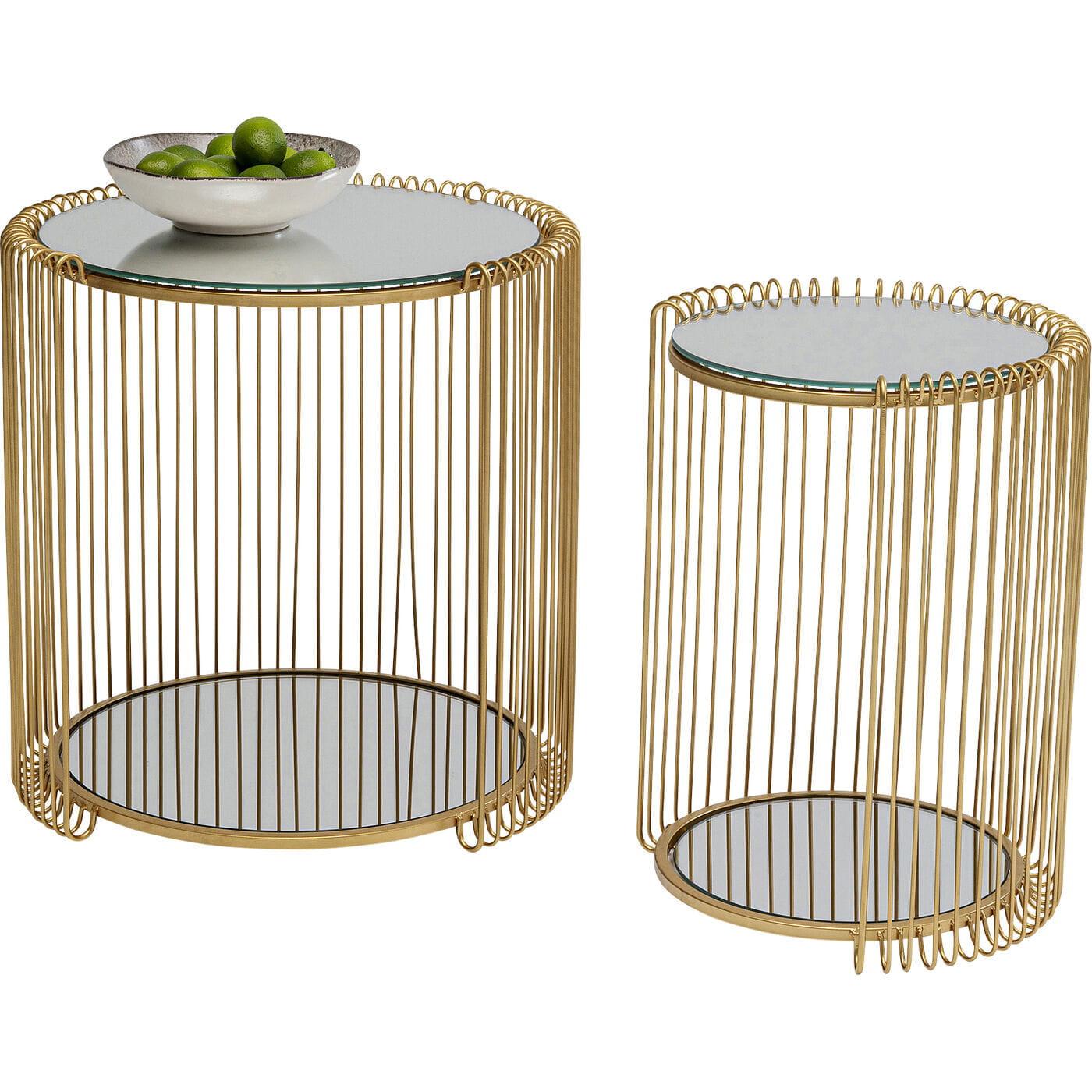 KARE Design Table d&#039;appoint Wire Double Brass (lot de 2)  