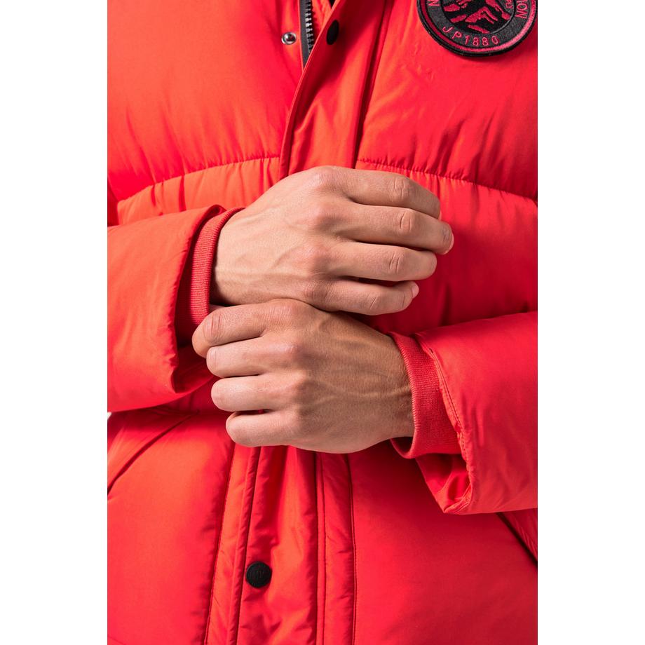 JP1880 Parka Trapuntato Cappuccio Pelliccia Sintetica Applicazioni  