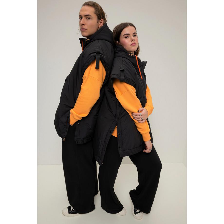 Studio Untold Gilet Poncho Unisexe Capuche Fermeture Éclair Couleur Poche Kangourou  