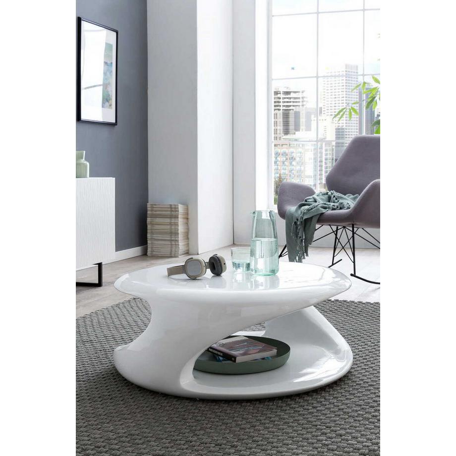 mutoni Table basse 83x76x33cm blanc fibre de verre  