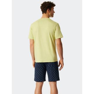 Schiesser Fashion Pyjama Kurzarm Henley Top Bedruckte Shorts  