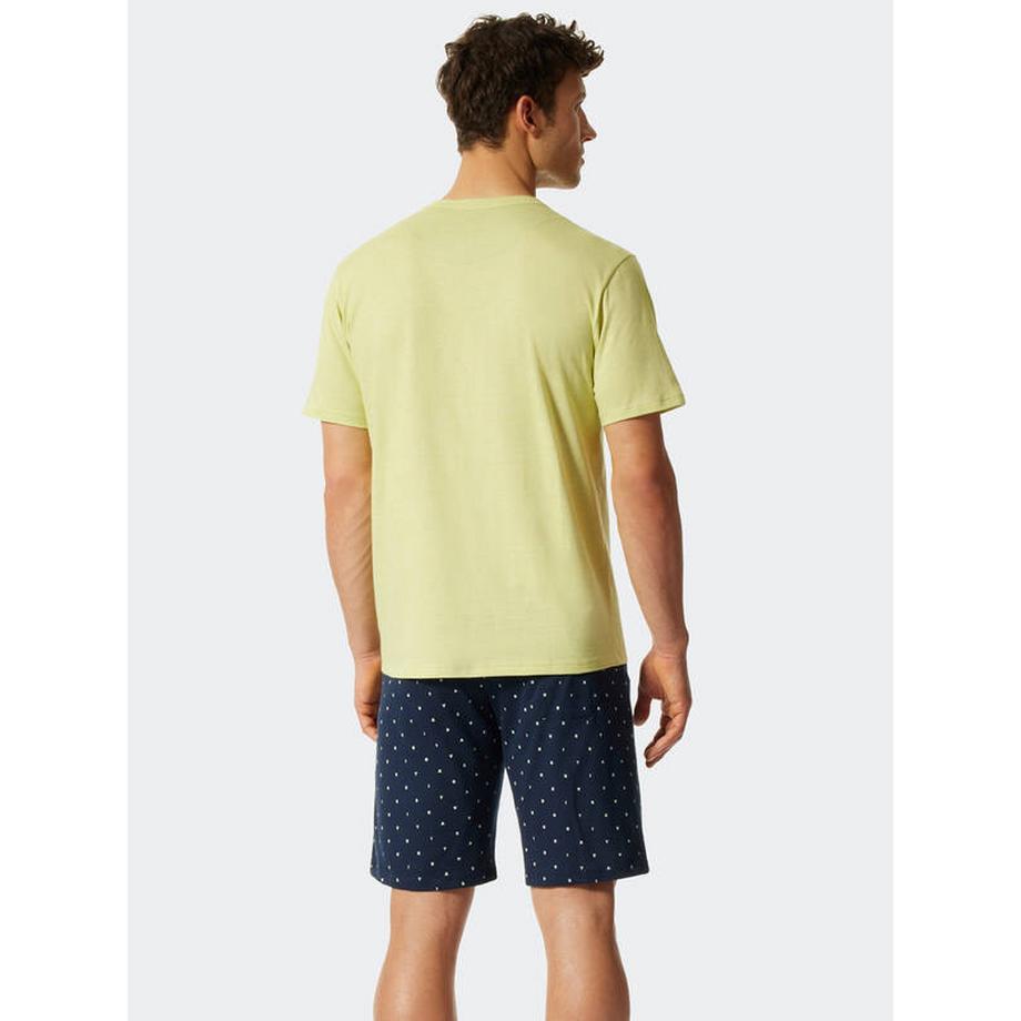 Schiesser Fashion Pyjama Kurzarm Henley Top und bedruckte Shorts  