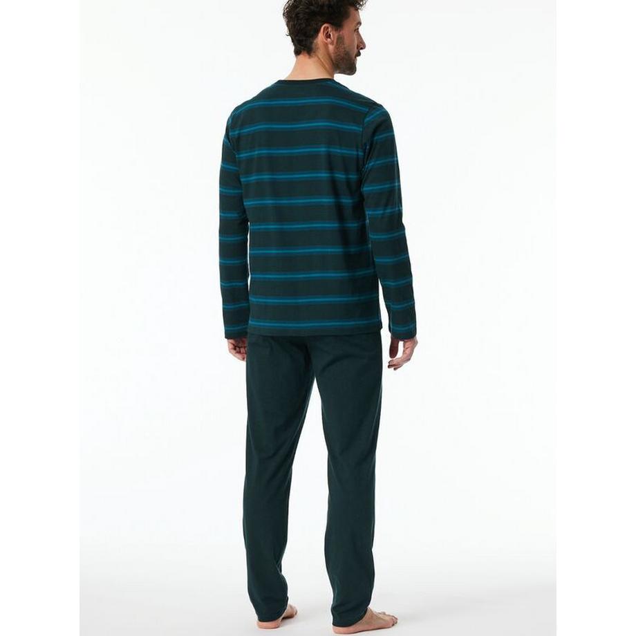 Schiesser Gestreiftes Langarm V-Ausschnitt Pyjama Set  