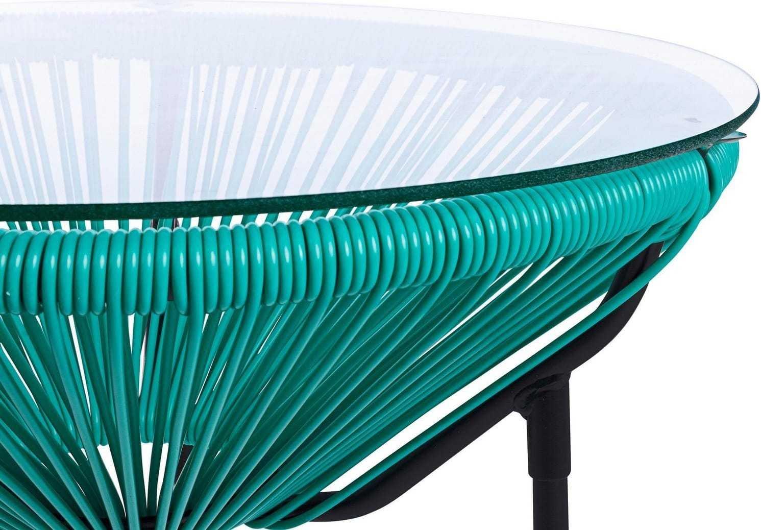 mutoni Table d'appoint de jardin avec verre Parker Atol ronde 50x50  