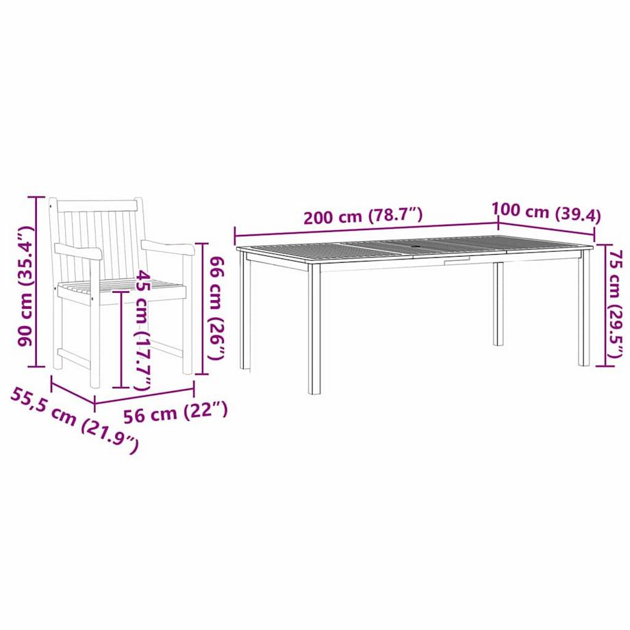 VidaXL Esszimmer set massivholz akazie  